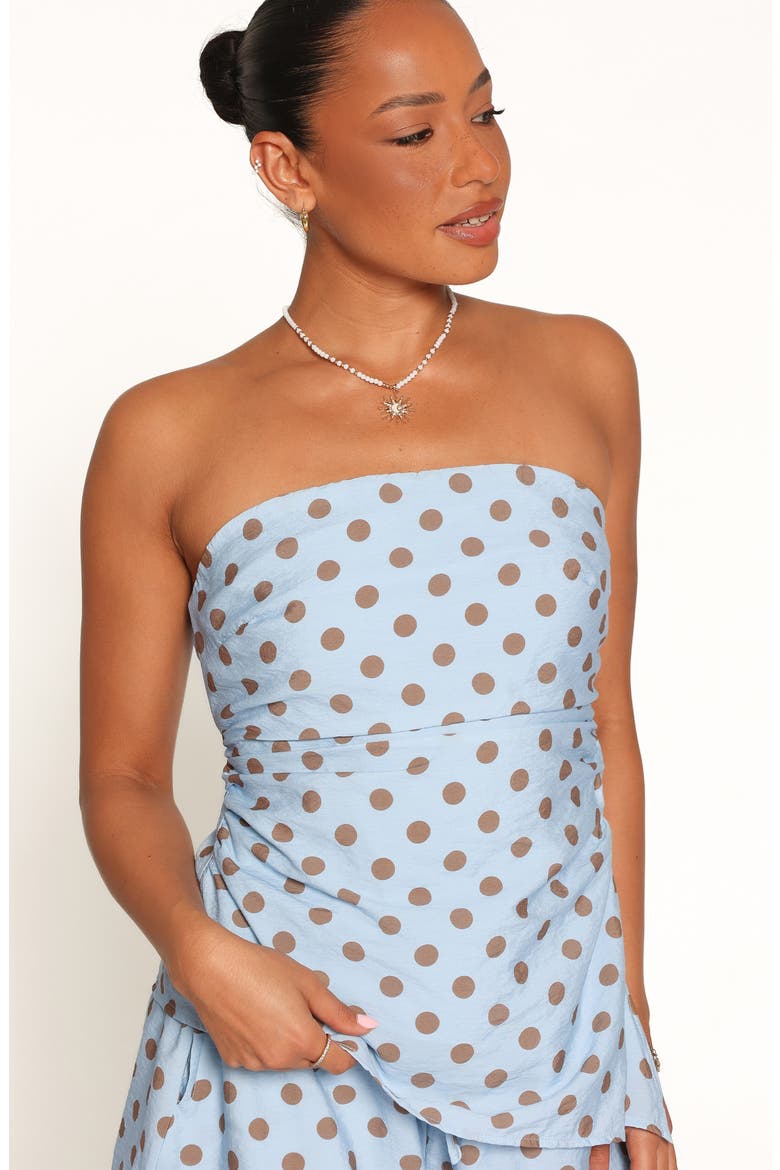 Bronte Polka Dot Strapless Top & Shorts Set, Alternate, color, BLUE