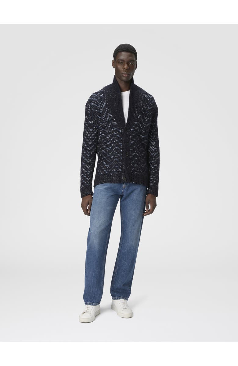 Missoni Buttoned Cardigan With Chevron Pattern, Alternate, color, Blue