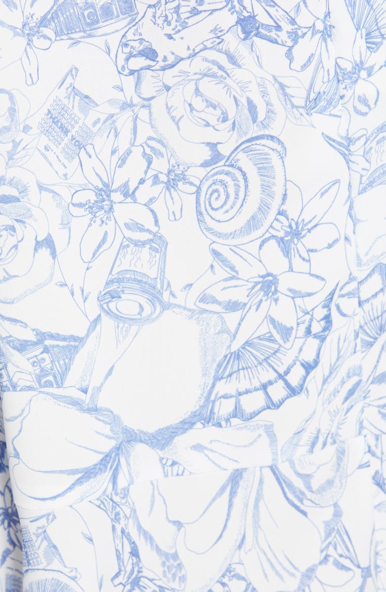 Tibi Isa Toile Print Ribbed Cuff Midi Dress, Alternate, color,