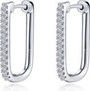 Lafonn Pavé Simulated Diamond Rectangular Hoop Earrings