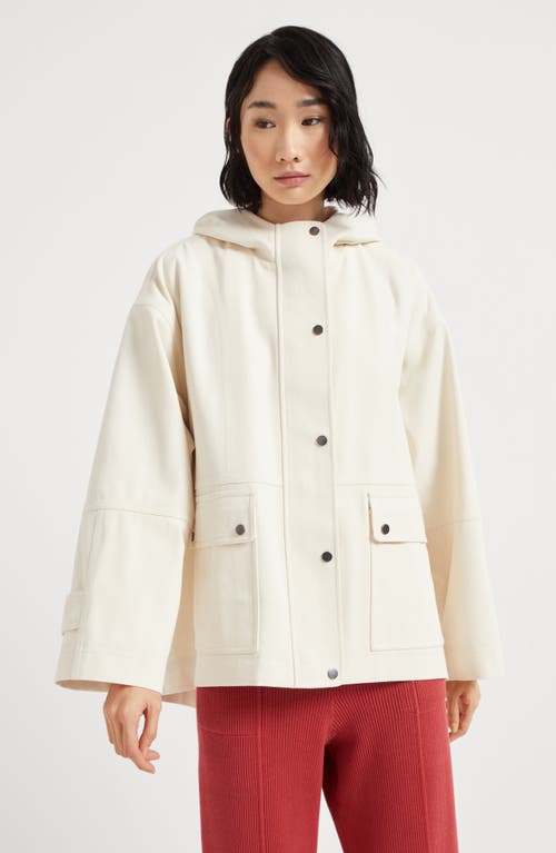 Brunello Cucinelli Hooded Canvas Waterproof Jacket In Panama