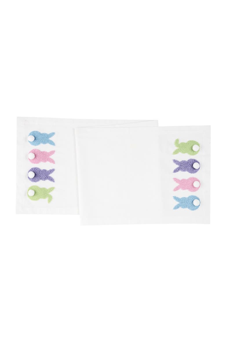Easter Bunny Rabbit Bum Tufted Tails 100% Cotton Table Runner 14" x 51", Main, color, White