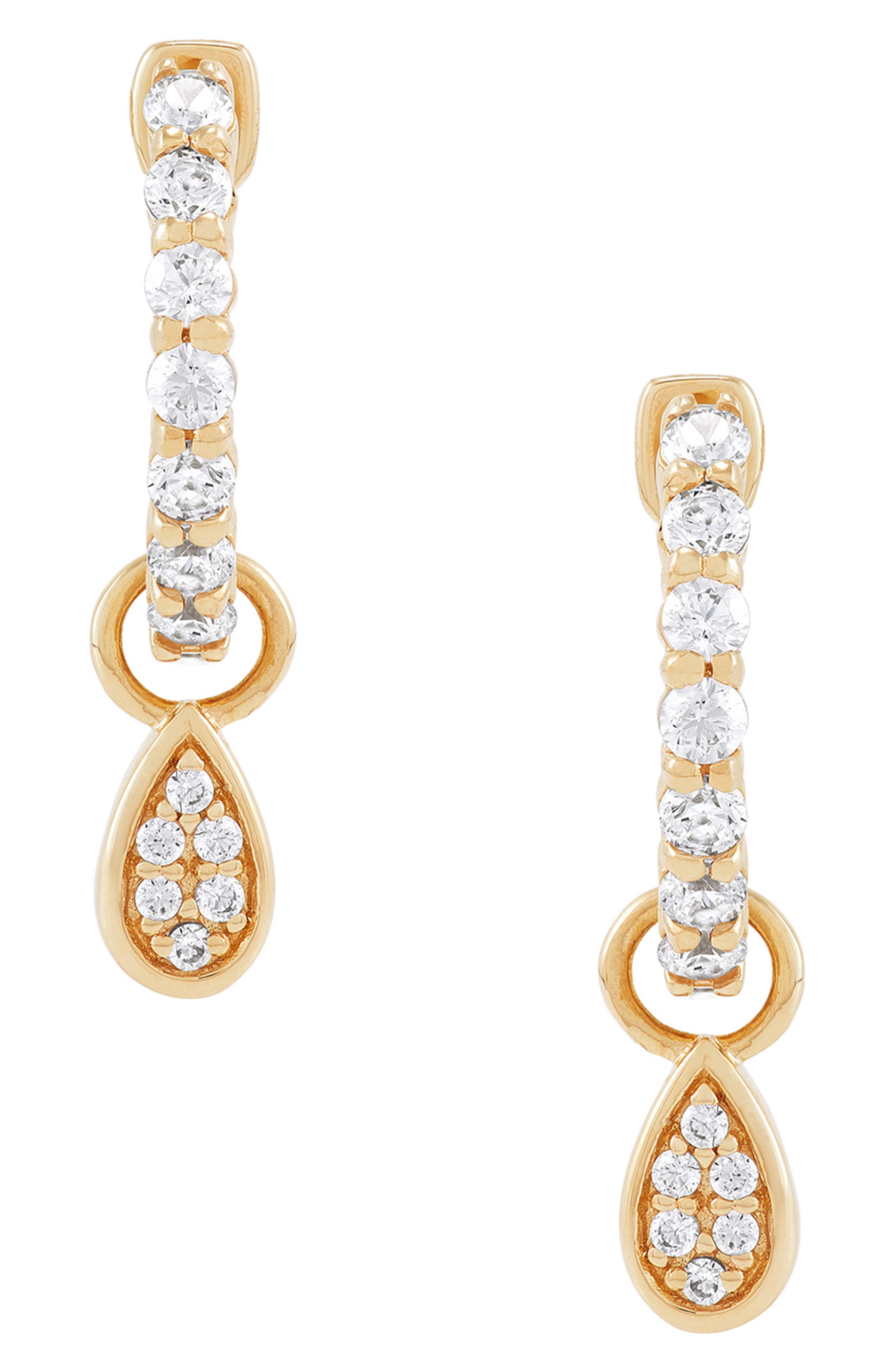 Frankie & Zoe Diamond Drop Huggie Hoop Earrings