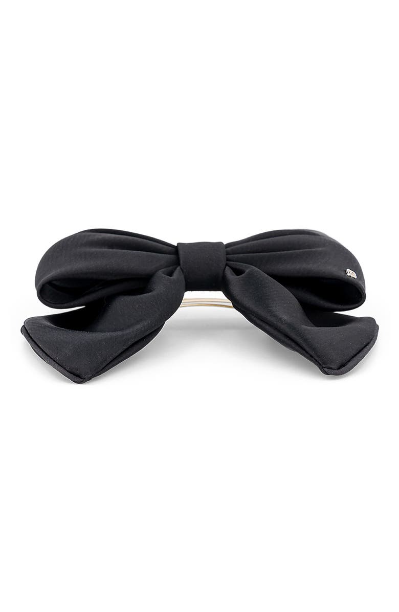 Alexandre de Paris Silk bow barette, Alternate, color, Black