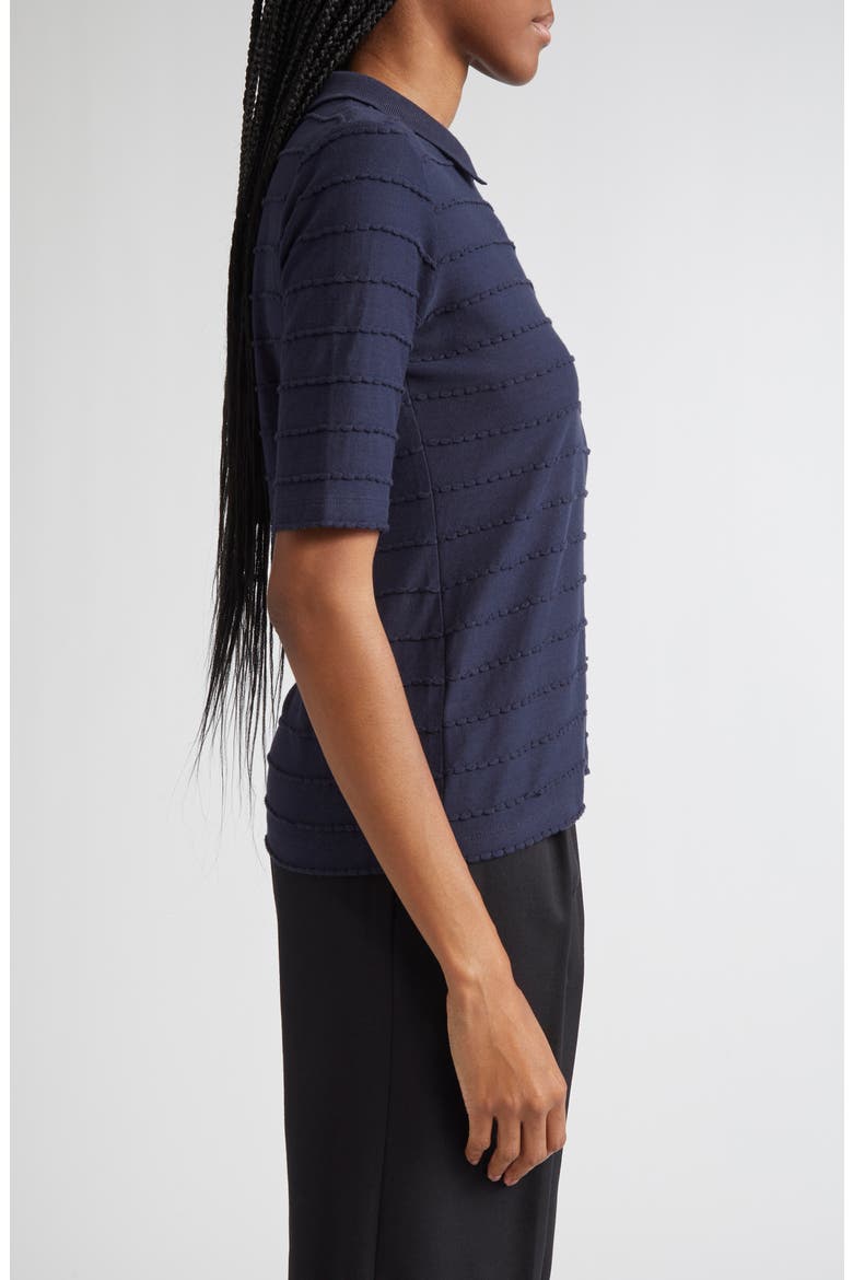 Scallop Trim Collared T-Shirt, Alternate, color, SOLID DARK BLUE