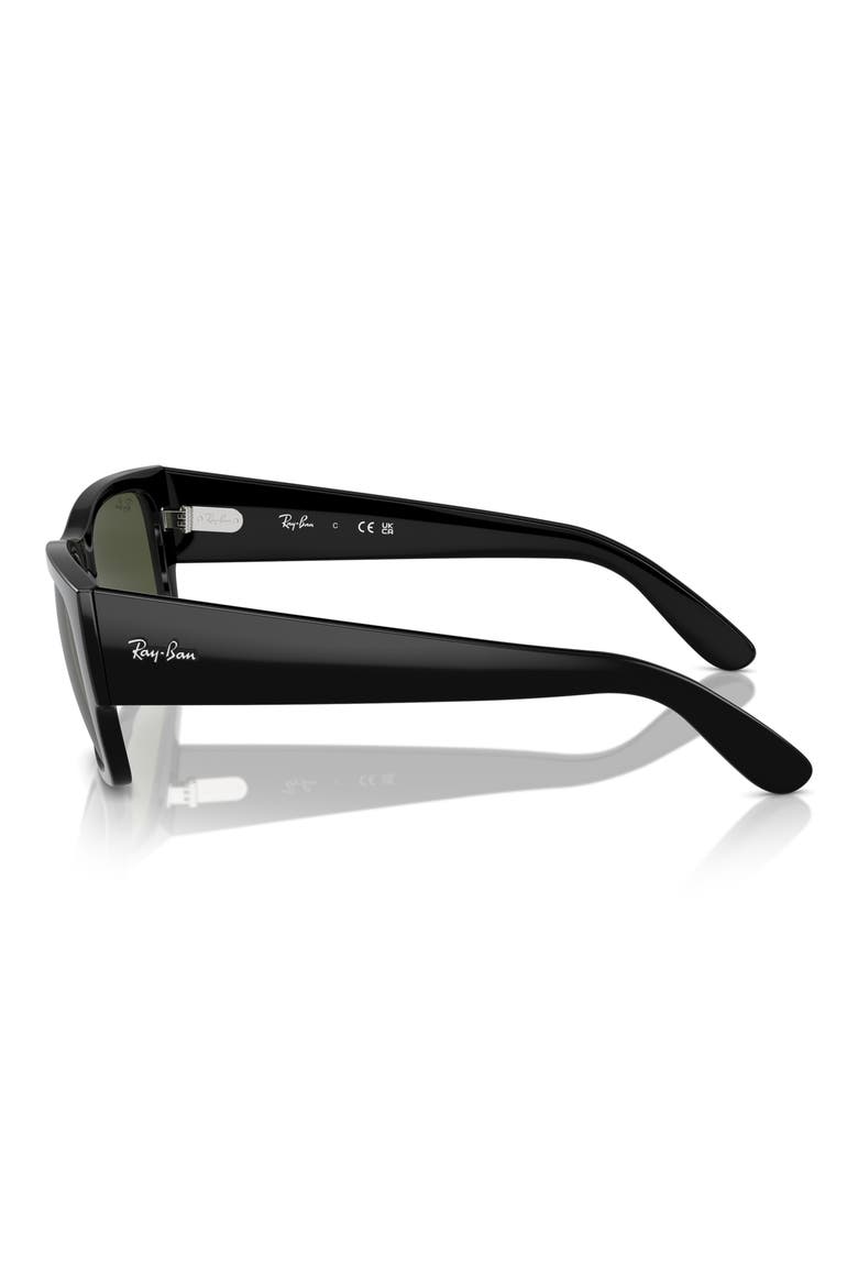 Carlos 56mm Polarized Rectangular Sunglasses, Alternate, color, BLACK