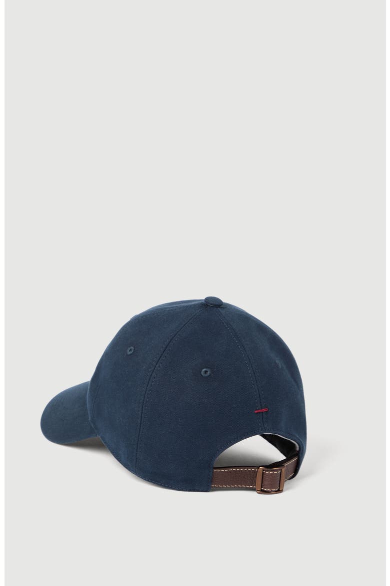 Garment-dyed twisted cotton gabardine baseball cap with embroidered logo, Alternate, color, Navy Blue