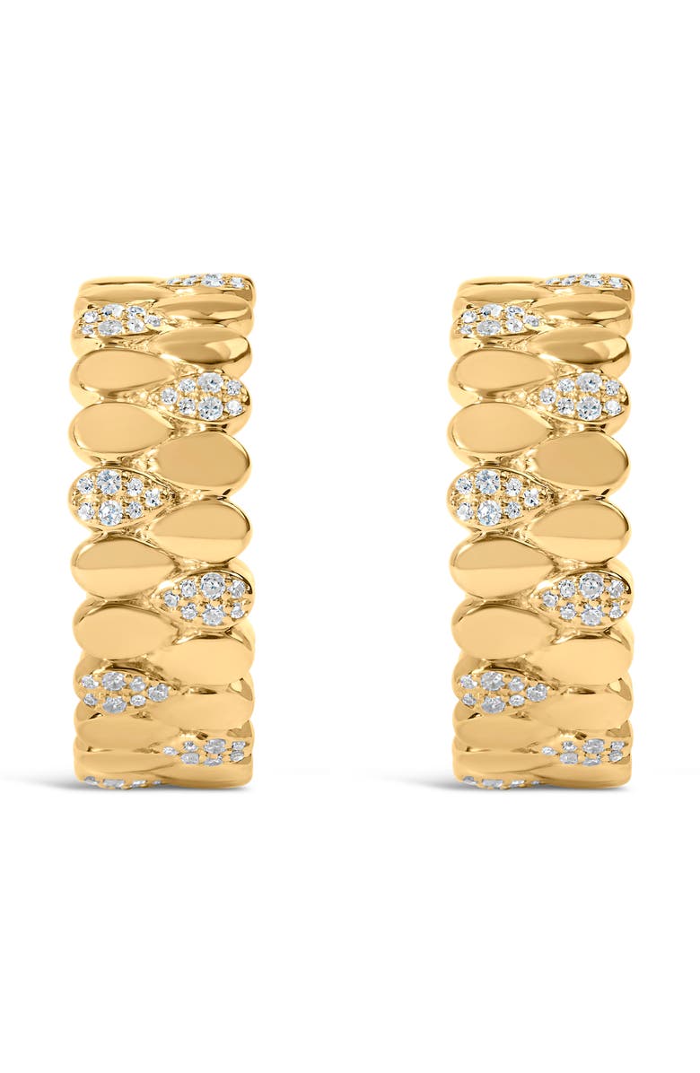 Haus of Brilliance 14K Yellow Gold Plated Silver 3/8 Cttw Diamond Pave Pear Link J Hoop Earrings, Alternate, color, Yellow