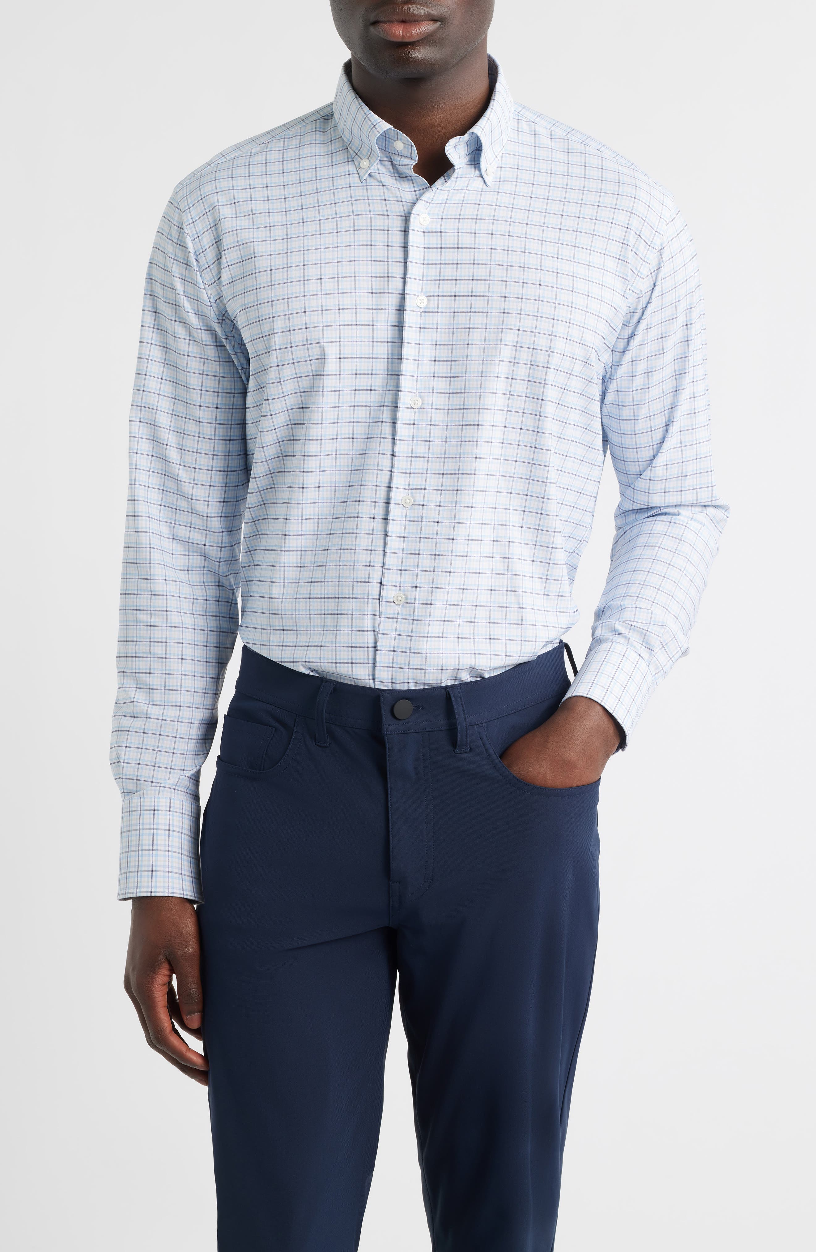 Casey Check Performance Twill Button-Down Shirt - image 3