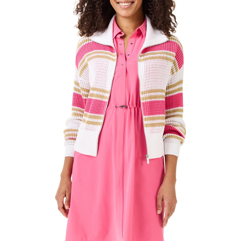 Nz Active By Nic+zoe Mixed Stripe Zip Cardigan