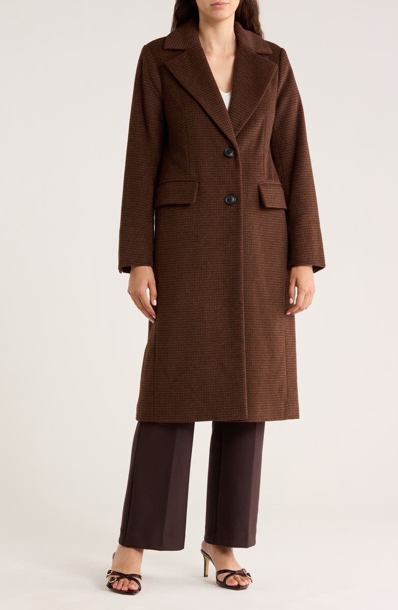 Michael Kors Wool Blend Coat, Main, color, Chocolate Houndstooth