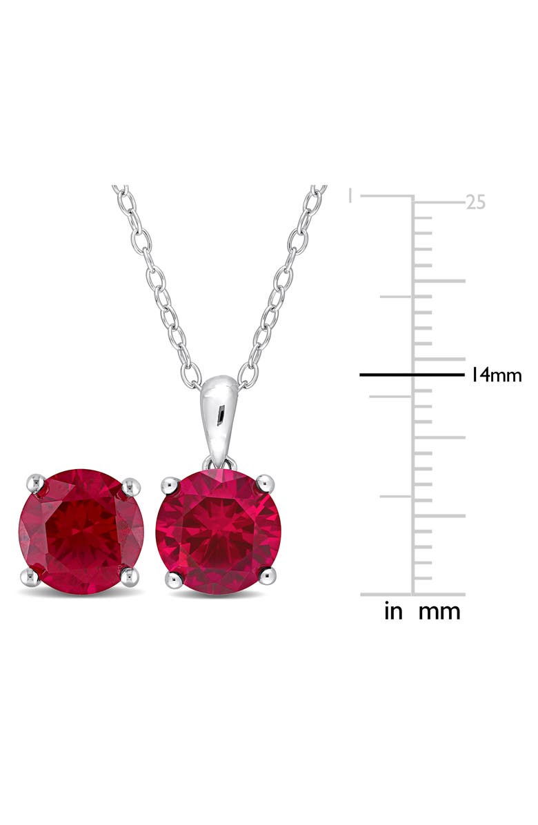 DELMAR Lab Created Ruby Solitaire Pendant Necklace & Stud Earrings Set, Alternate, color, Red