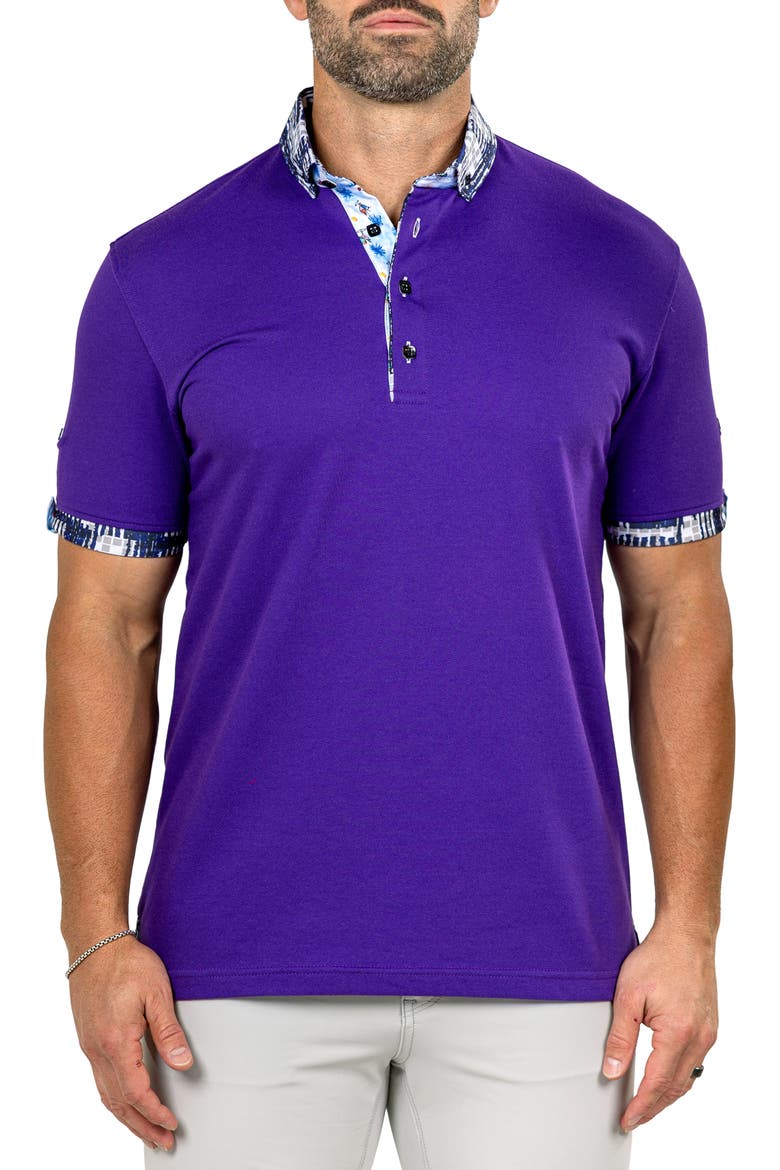 Newton Marthyr0030 Purple Button-Down Piqué Polo, Main, color, PURPLE