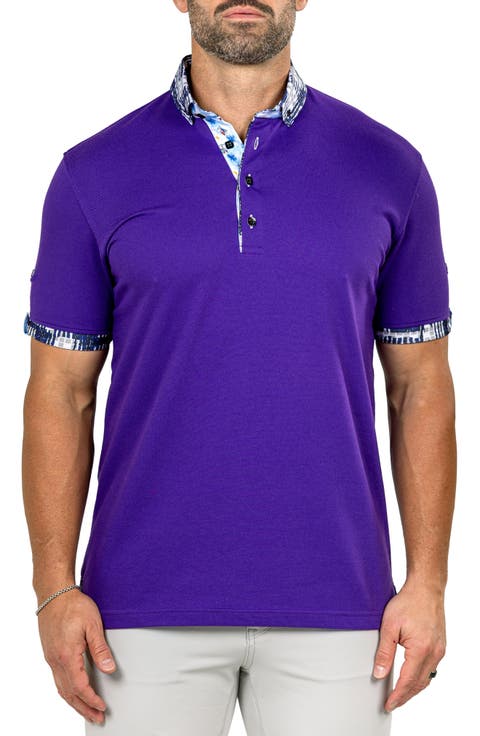 Newton Marthyr0030 Purple Button-Down Piqué Polo