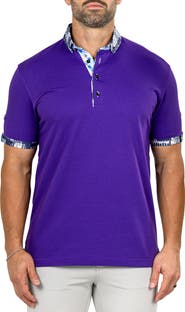 Maceoo Newton Marthyr0030 Purple Button-Down Piqué Polo