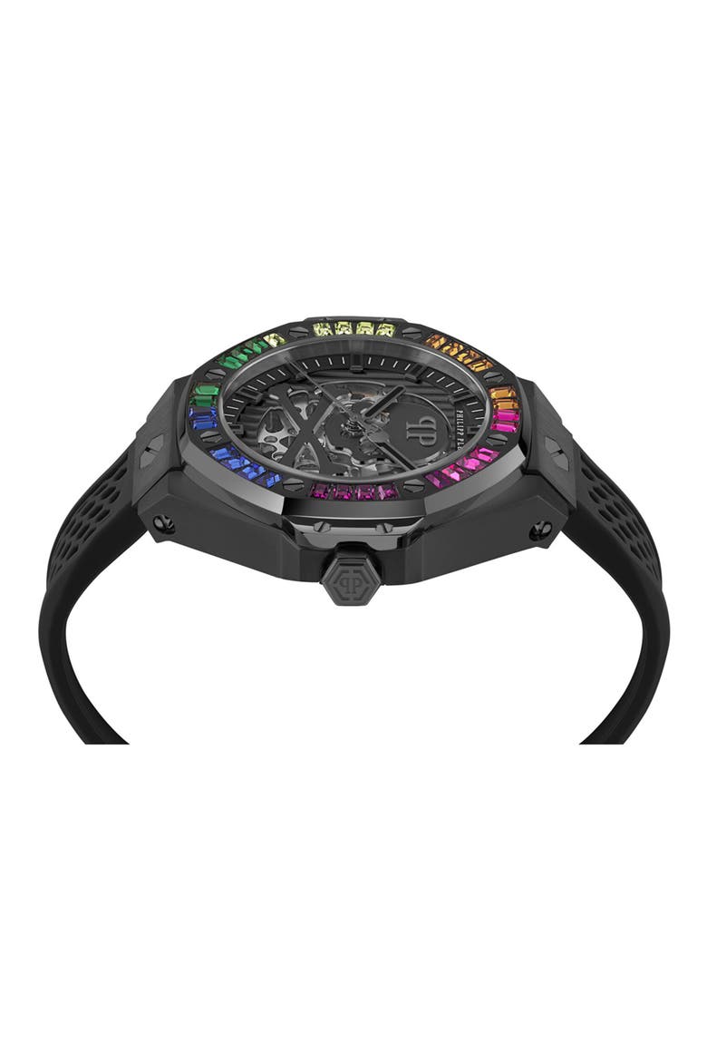 $keleton Royal Silicone Strap Watch, 46mm, Alternate, color, BLACK