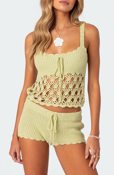 Danika Mixed Open Stitch Crop Top
