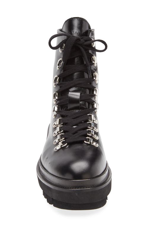 Allsaints Wanda Genuine Shearling Lug Sole Combat Boot In Black