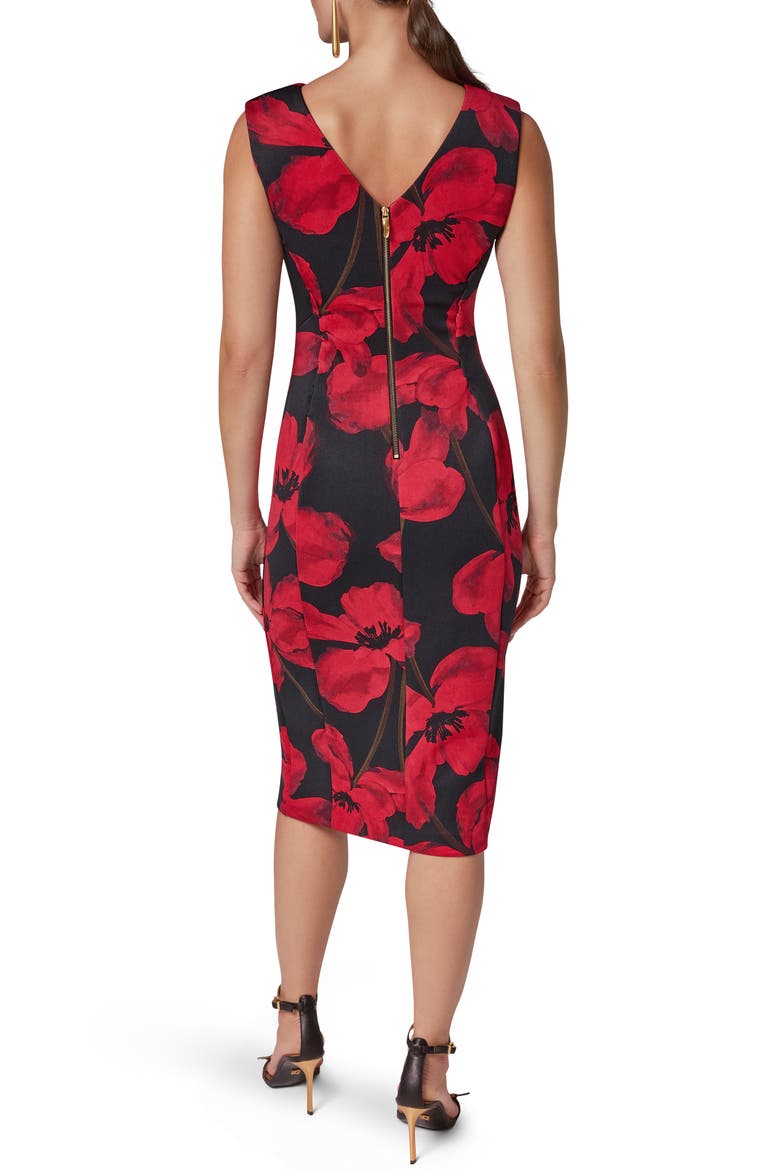 Floral Print Sleeveless Sheath Dress, Alternate, color, BLK/ RED VE