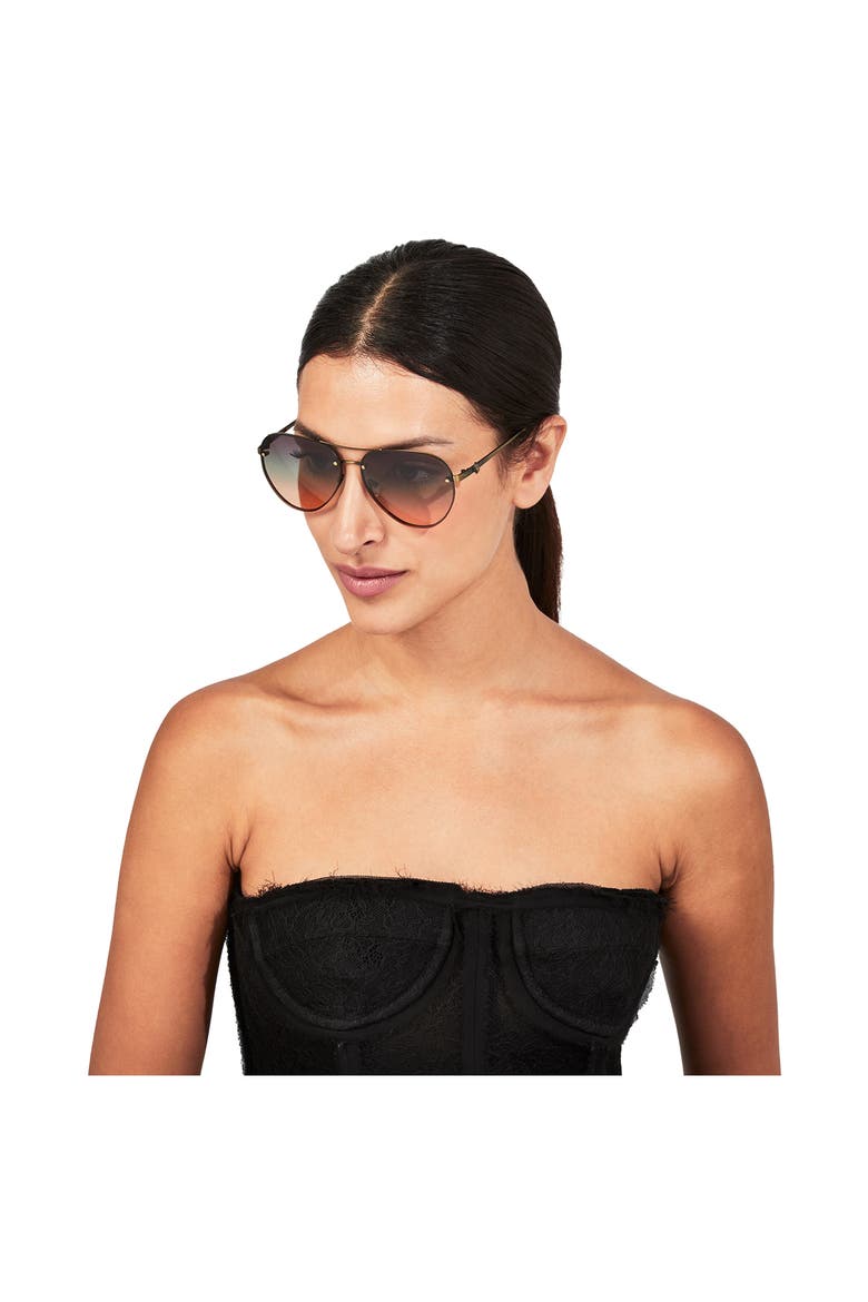 Shoreditch 60mm Rimless Aviator Sunglasses, Alternate, color, GOLD HAVANA/ VIOLET GREEN
