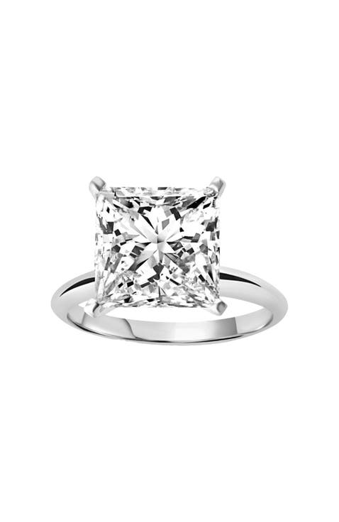 3Ct Certified Princess Cut Solitaire Diamond Engagement Ring 14k Gold Lab Grown