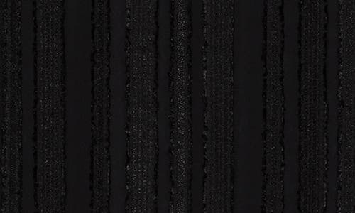 Renee C Stripe Short Sleeve Semisheer Top In Black
