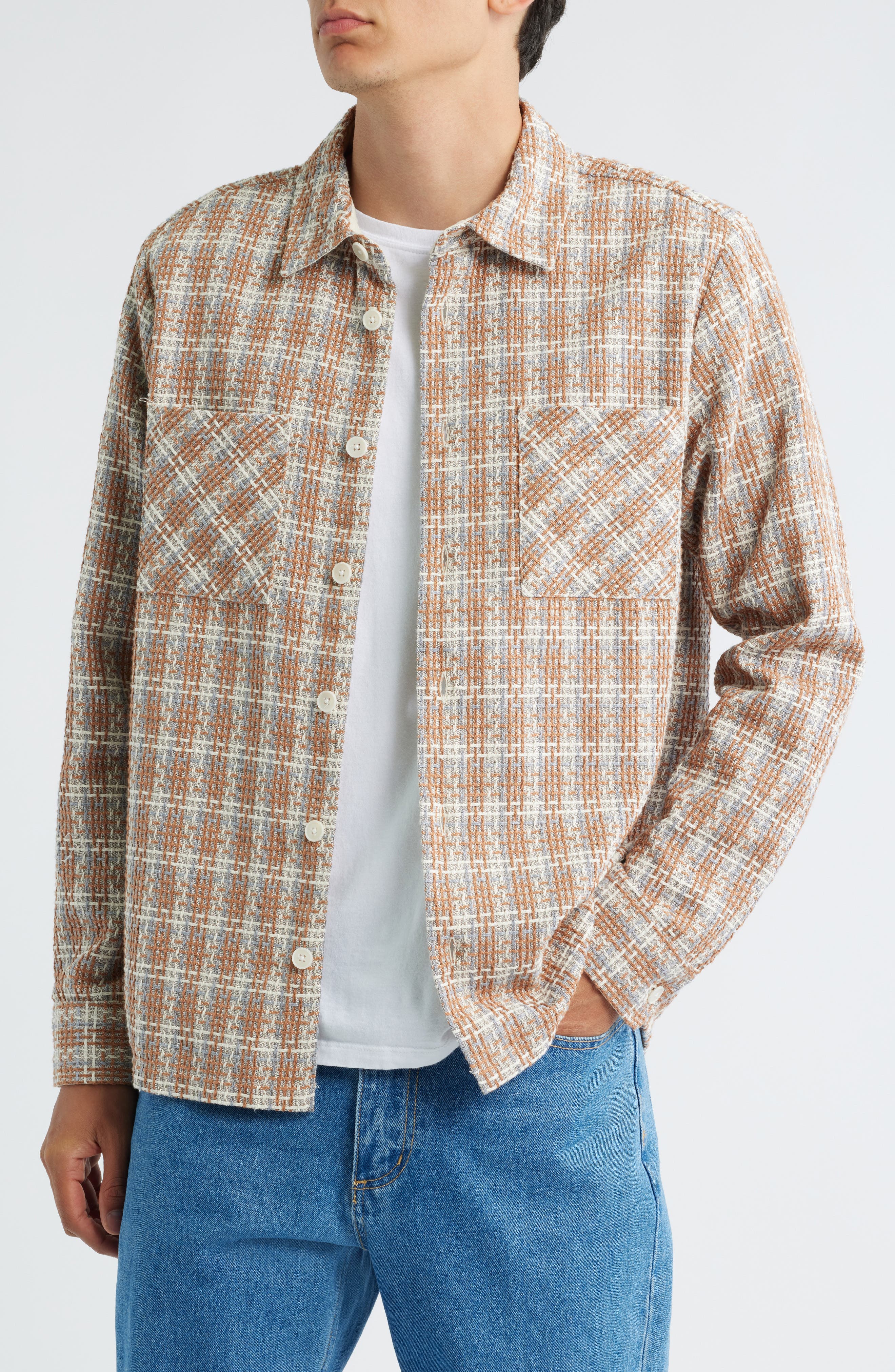 Wax London Whiting Plaid Recycled Cotton Blend Shirt Jacket