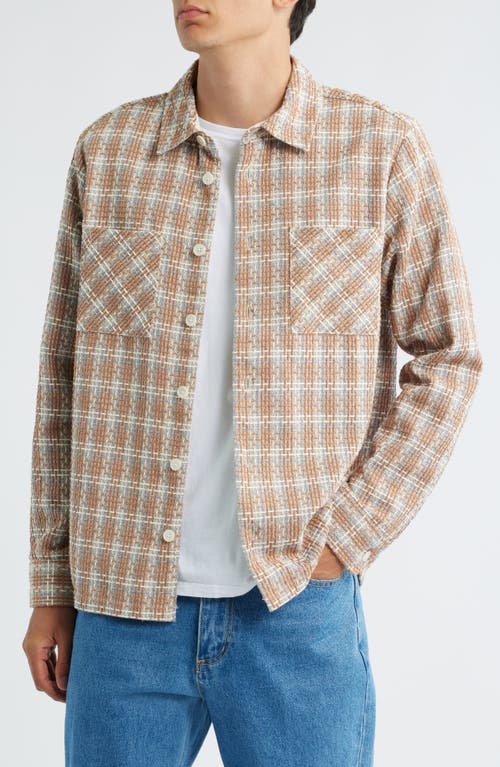 Wax London Whiting Plaid Recycled Cotton Blend Shirt Jacket in Tan /Multi 