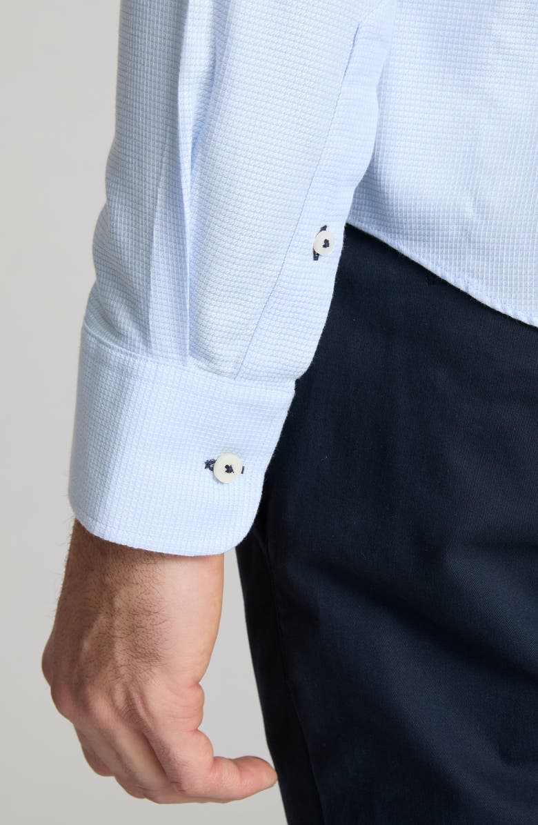 UNTUCKit Burke Solid Wrinkle Free Cotton Dobby Button-Up Shirt, Alternate, color, Light Blue