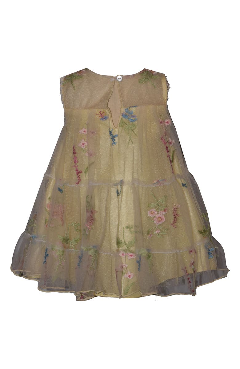 Iris & Ivy Kids' Glitter Embroidered Illusion Yoke Mesh Party Dress, Alternate, color, Yellow