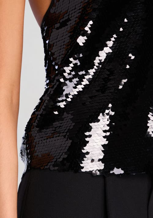 Retroféte Sequin Embellished Racerback Sleeveless Top In Black