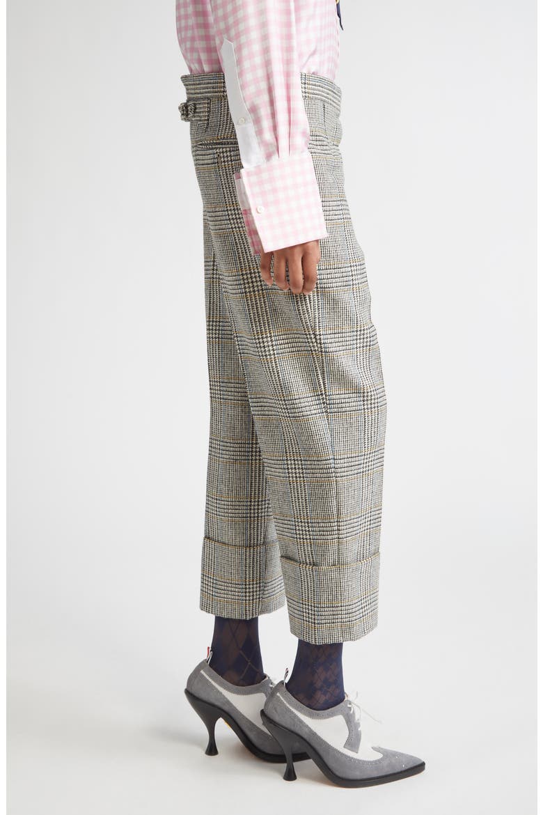 Pow Glen Plaid Hunting Tweed Crop Backstrap Trousers, Alternate, color, BLACK/ WHITE