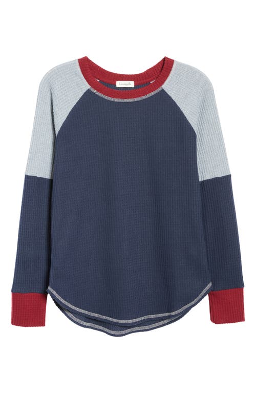 Loveappella Colorblock Raglan Sleeve Waffle Knit Top In Multi