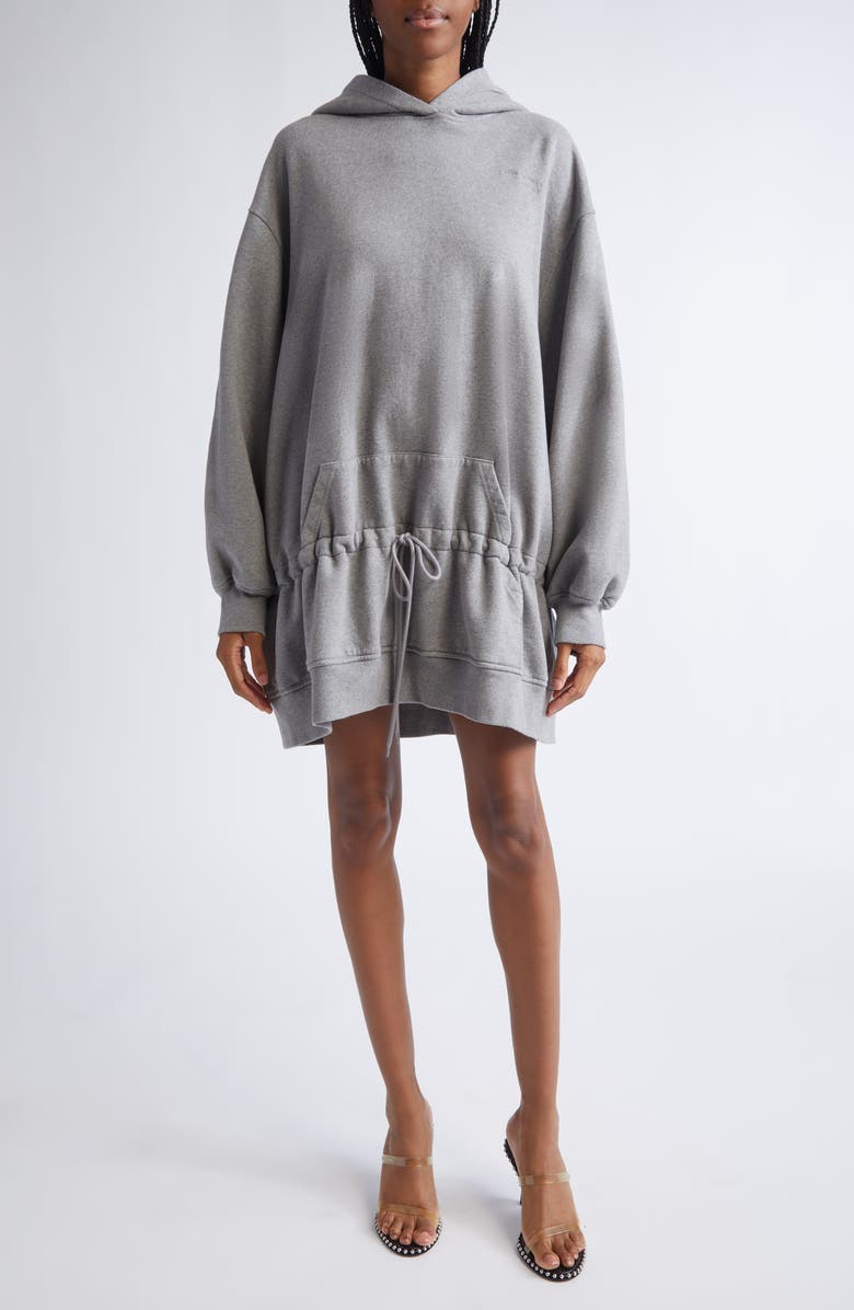 Alexander Wang Dropped Waist Hoodie Sweatshirt Dress, Main, color, Washed Black