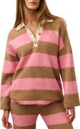 Faherty Apres Stripe Long Sleeve Sweater Polo
