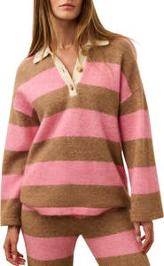 Faherty Apres Stripe Long Sleeve Sweater Polo