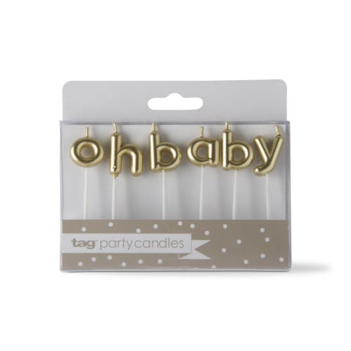 Tag Oh Baby Candle Set Gold Letters For Baby Shower Decor In Gold