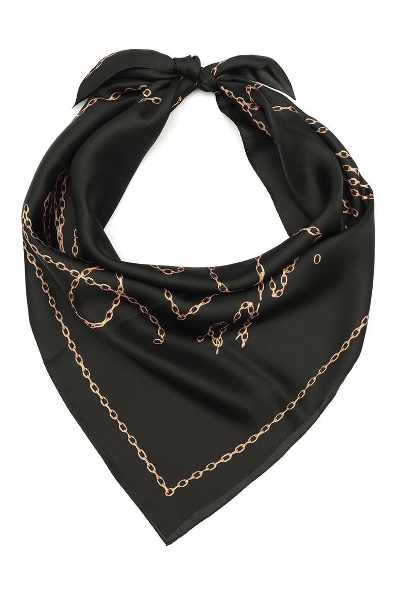 Allchains Silk Square Scarf, Main, color, BLACK