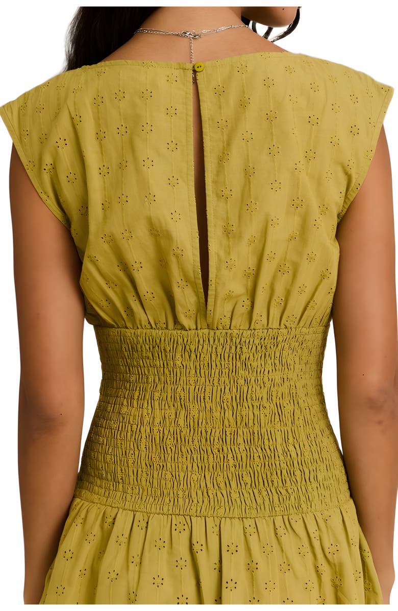 Knit and Lounge Smocked Waist Mini Dress with Ruffled Hem, Alternate, color, Yellow