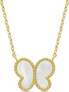 Lily Nily Mother of Pearl Butterfly Pendant Necklace