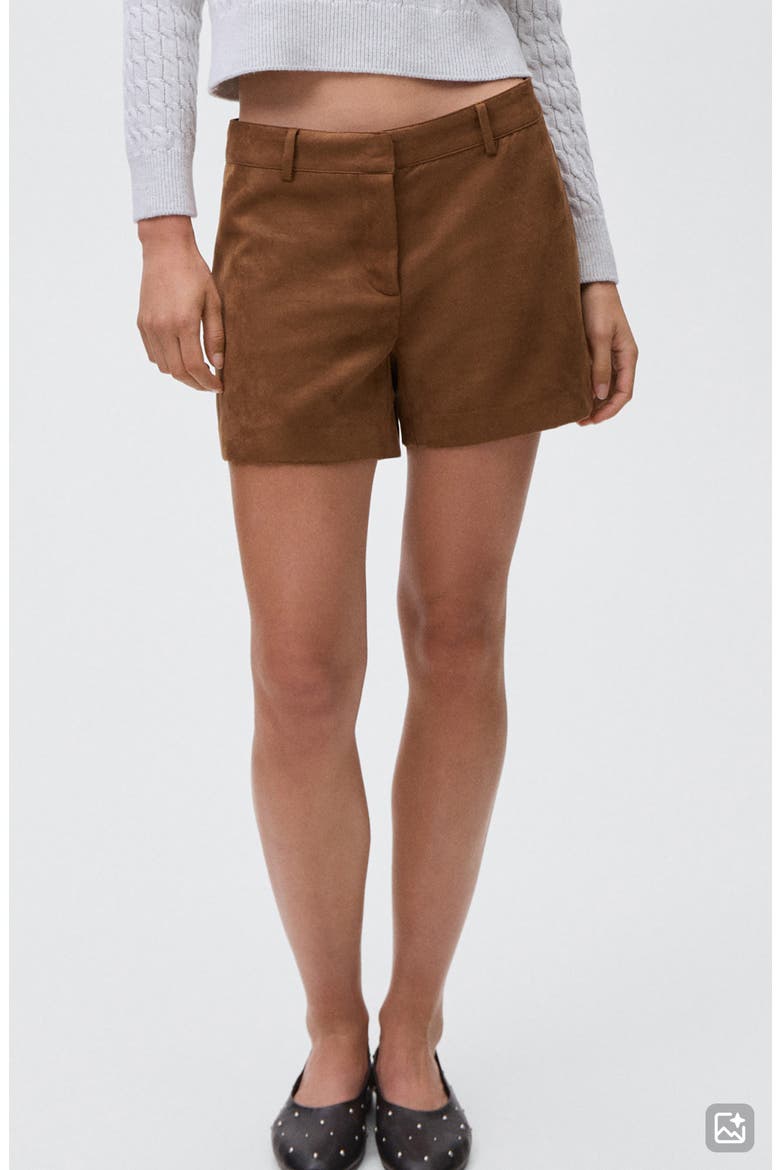 Faux Suede Shorts, Main, color, MEDIUM BROWN