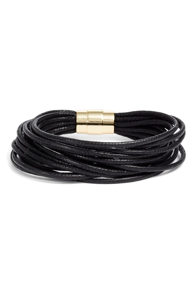 Wax Cord Bracelet, Main, color, BLACK