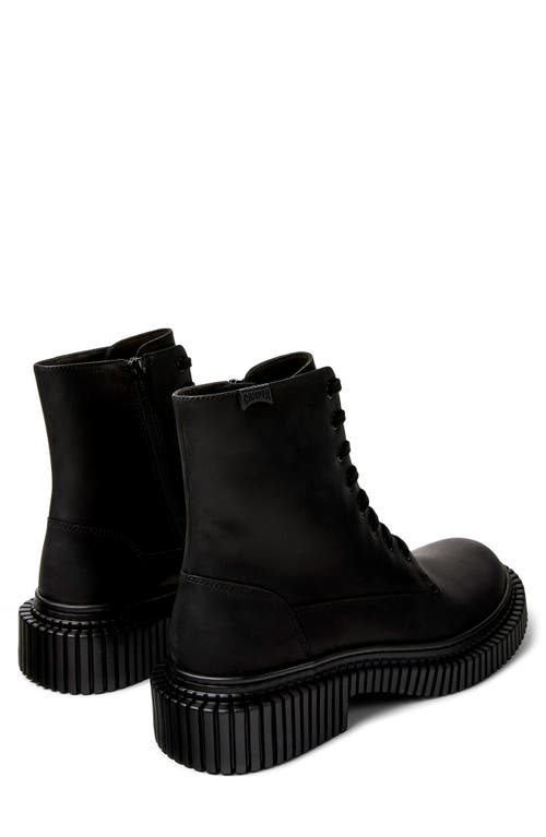 Camper Pix Lace-up Chunky-sole Biker Boots In Black