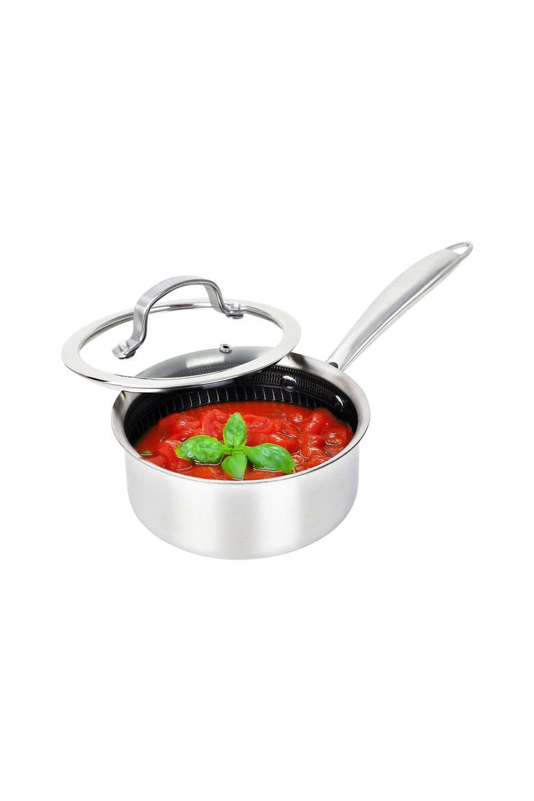 1.5 Quart NonStick Stainless Steel Saucepan w/Glass Lid, Alternate, color, Silver