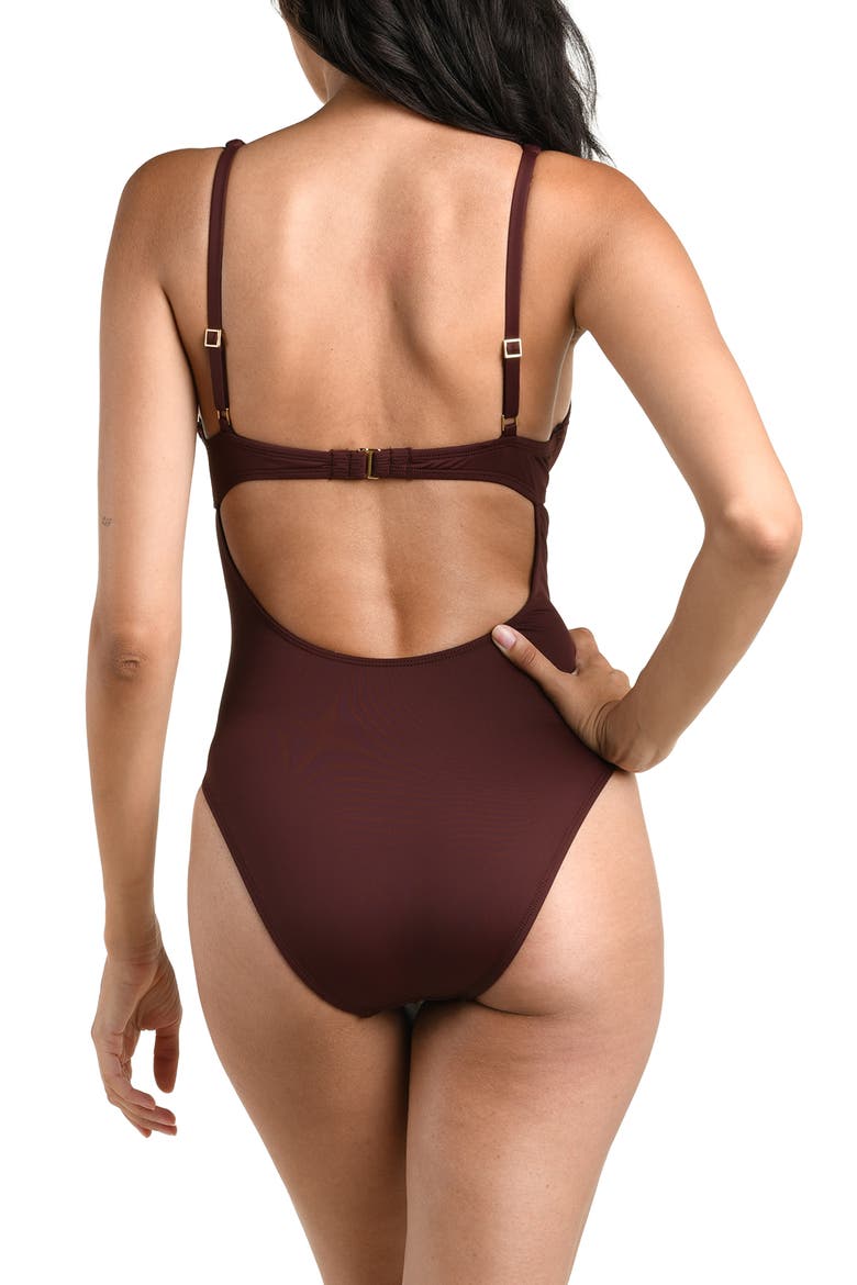 Island Goddess Underwire One-Piece Swimsuit, Alternate, color, JAVA