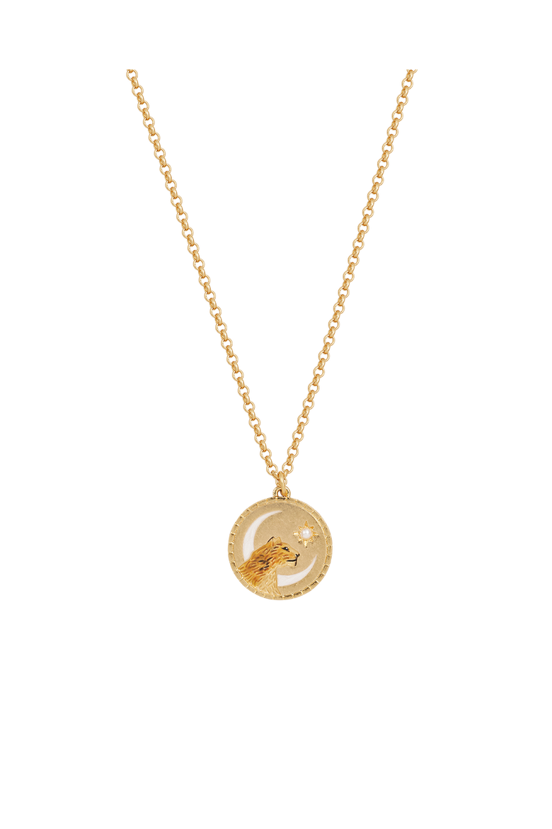 Lioness Spirit Guide Gold Chain Necklace, Main, color, Gold