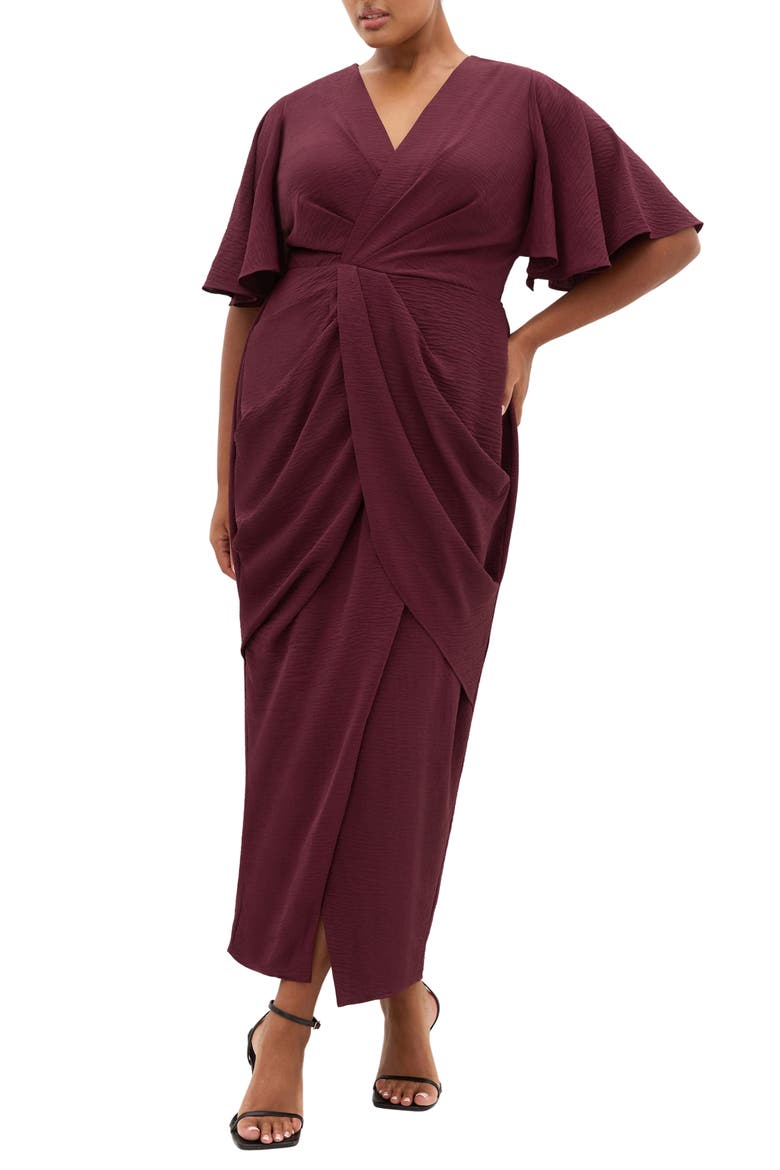 Braelynn High-Low Maxi Dress, Main, color, DARK CHERRY