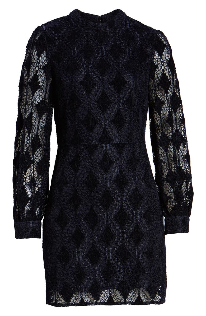 MOON RIVER Puff Sleeve Chenille Lace Dress, Alternate, color, 