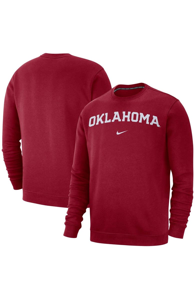 Nike Men's Nike Crimson Oklahoma Sooners Club Fleece Sweatshirt, Main, color, 