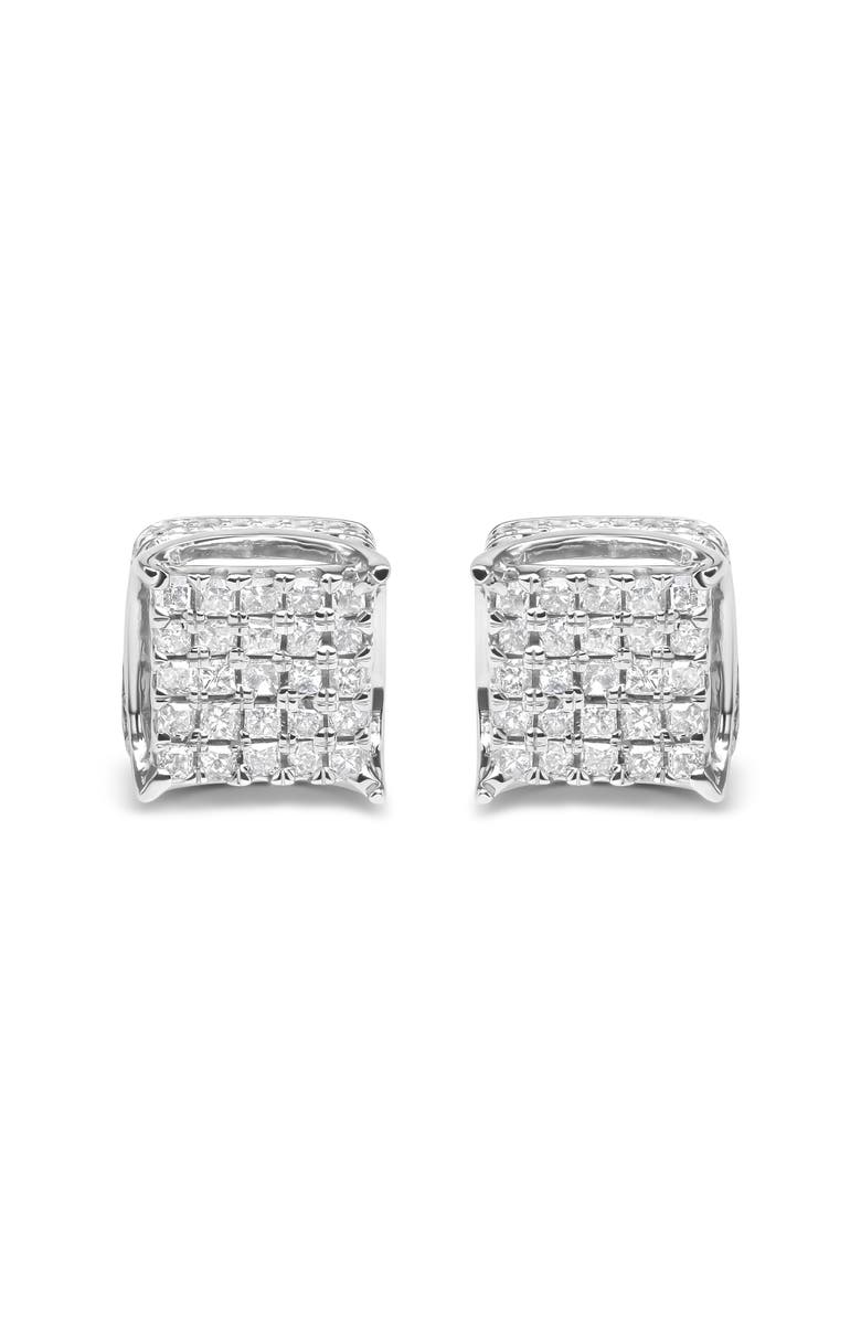 Haus of Brilliance 10K White Gold 1/2 Ctw Princess Diamond Square Shaped Multi Stone Stud Earrings, Main, color, White